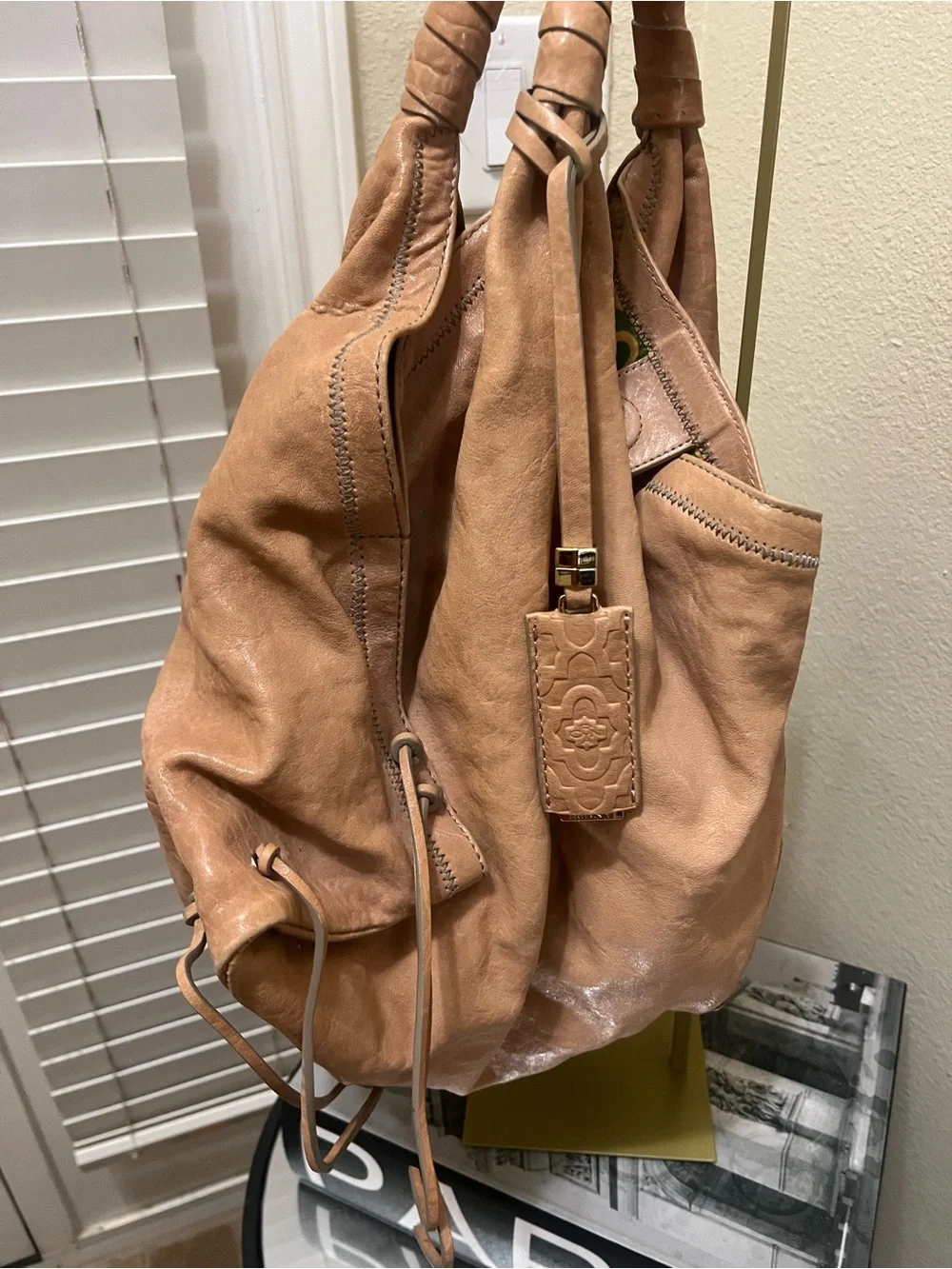 orYANY Cognac Leather Hobo Bag